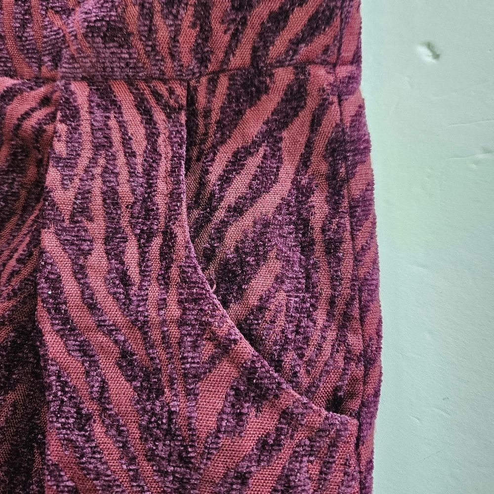 Free People Chenille Zebra Print Drop Waist Pleated Mini Dress in Mulberry 6 - Picture 9 of 12